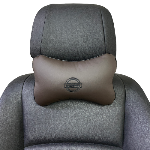 Подушки под шею Подушка под шею коричневая с вышивкой Nissan