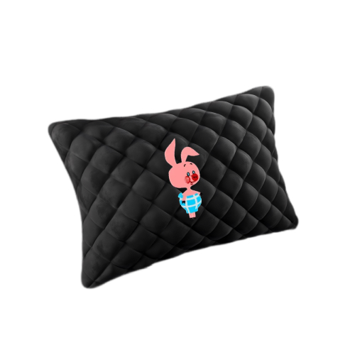 Подушки из алькантары Подушка из алькантары черная с вышивкой Пятачок2