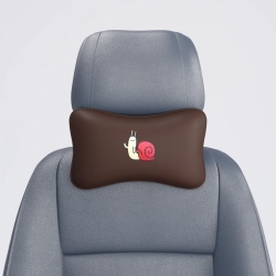 Подушка под шею коричневая с вышивкой 